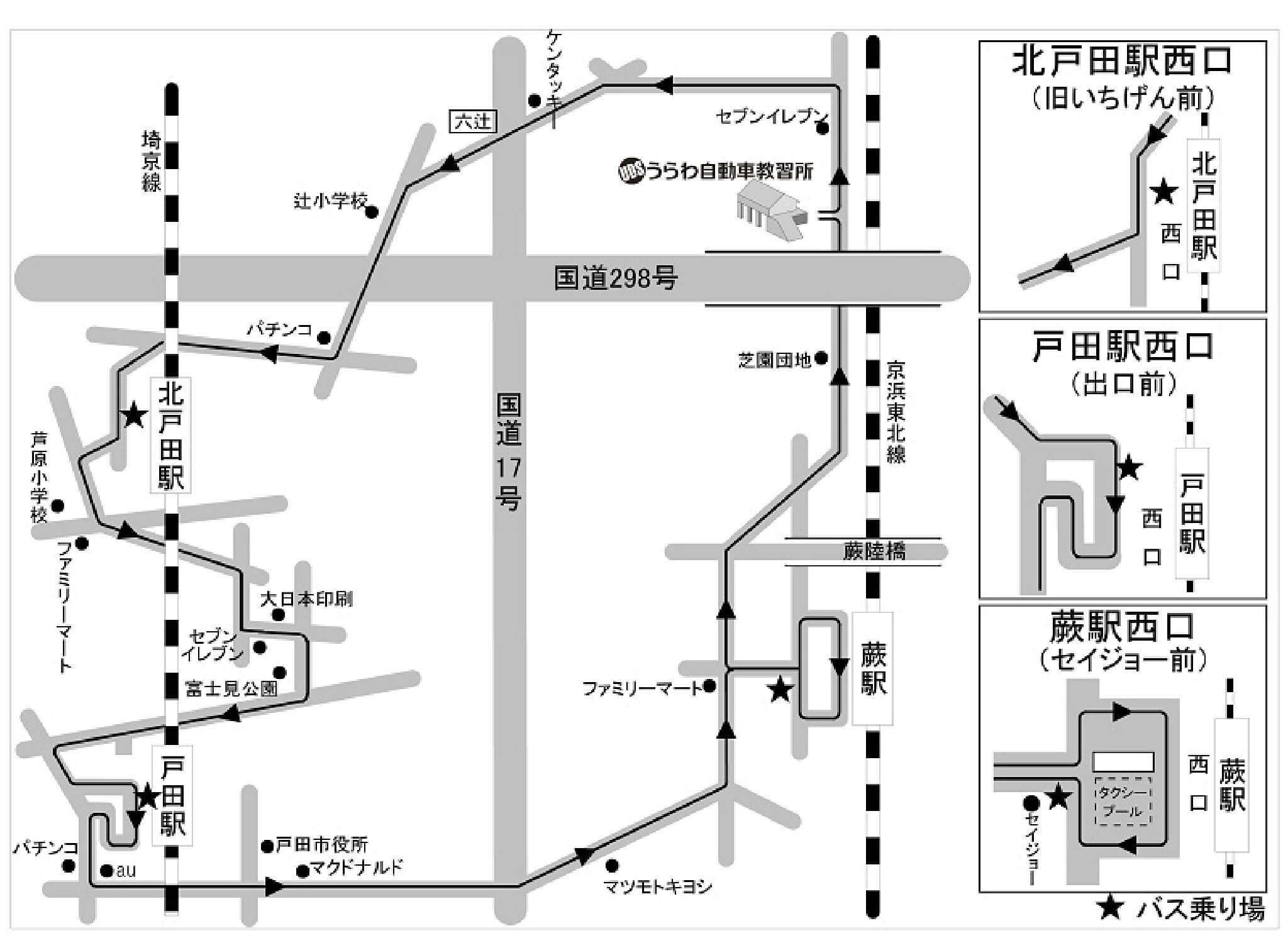 北戸田駅・戸田駅・蕨駅